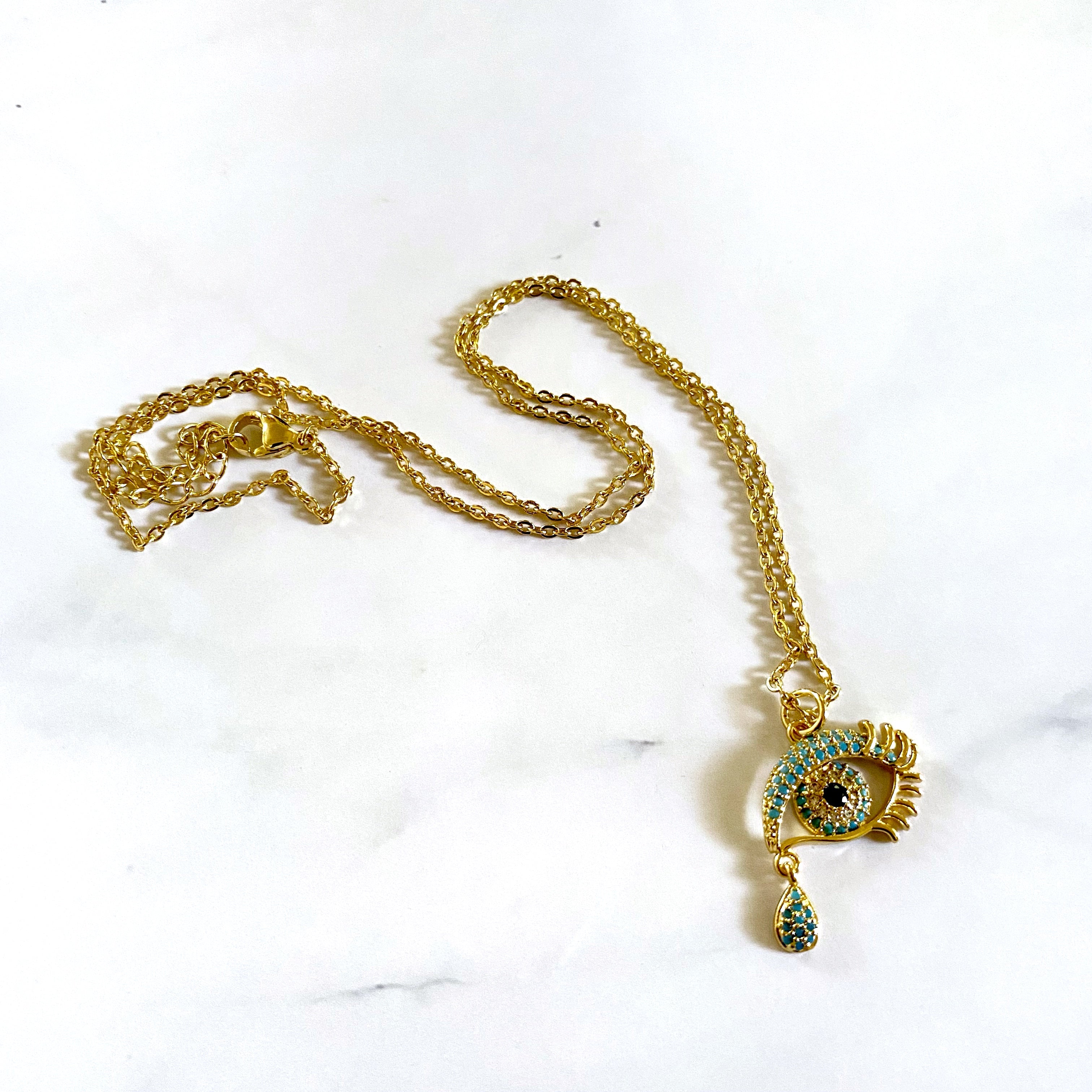 Teardrop Evil Eye Necklace